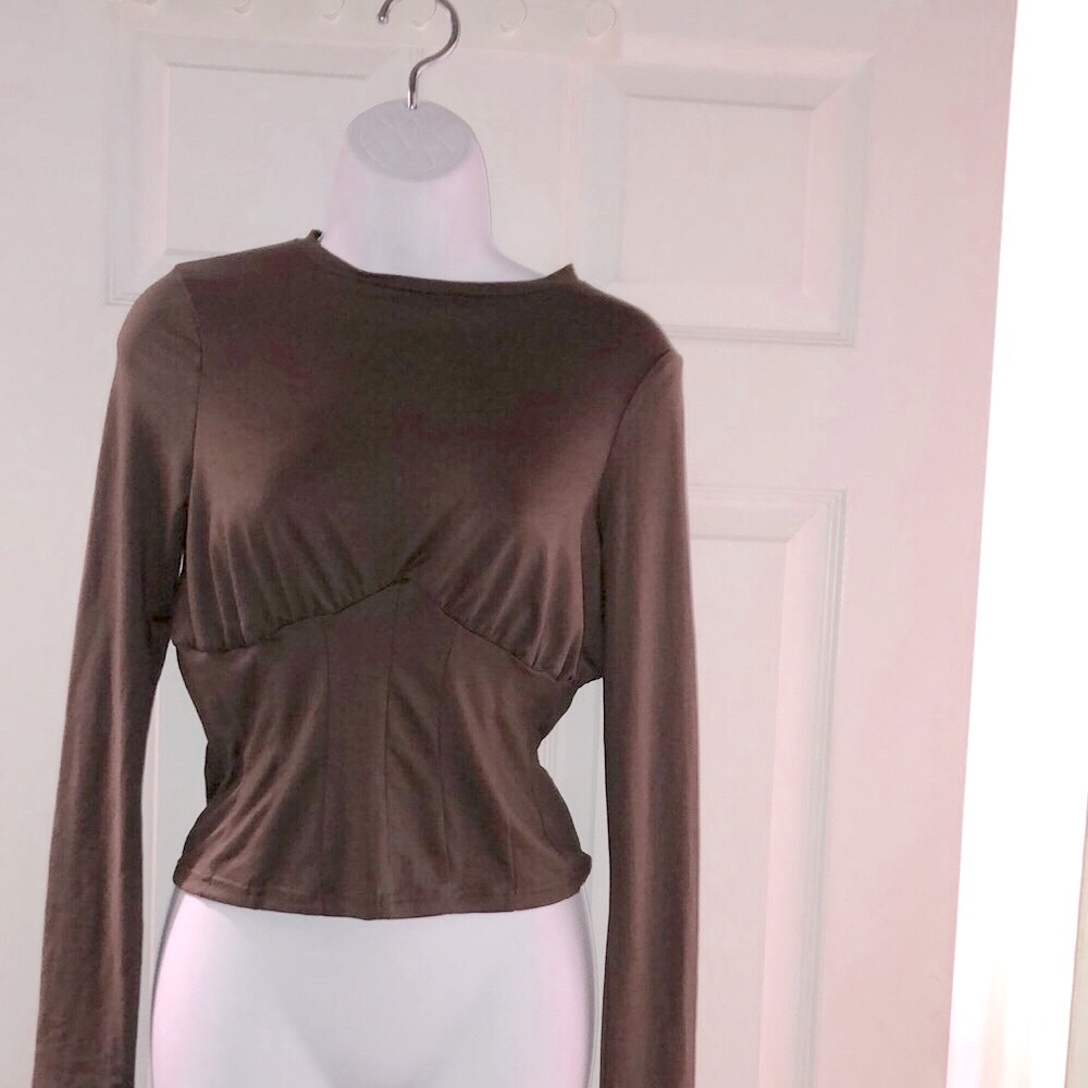 Pretty Tiny Tops Fitted Ruched Long Sleeve Blouse